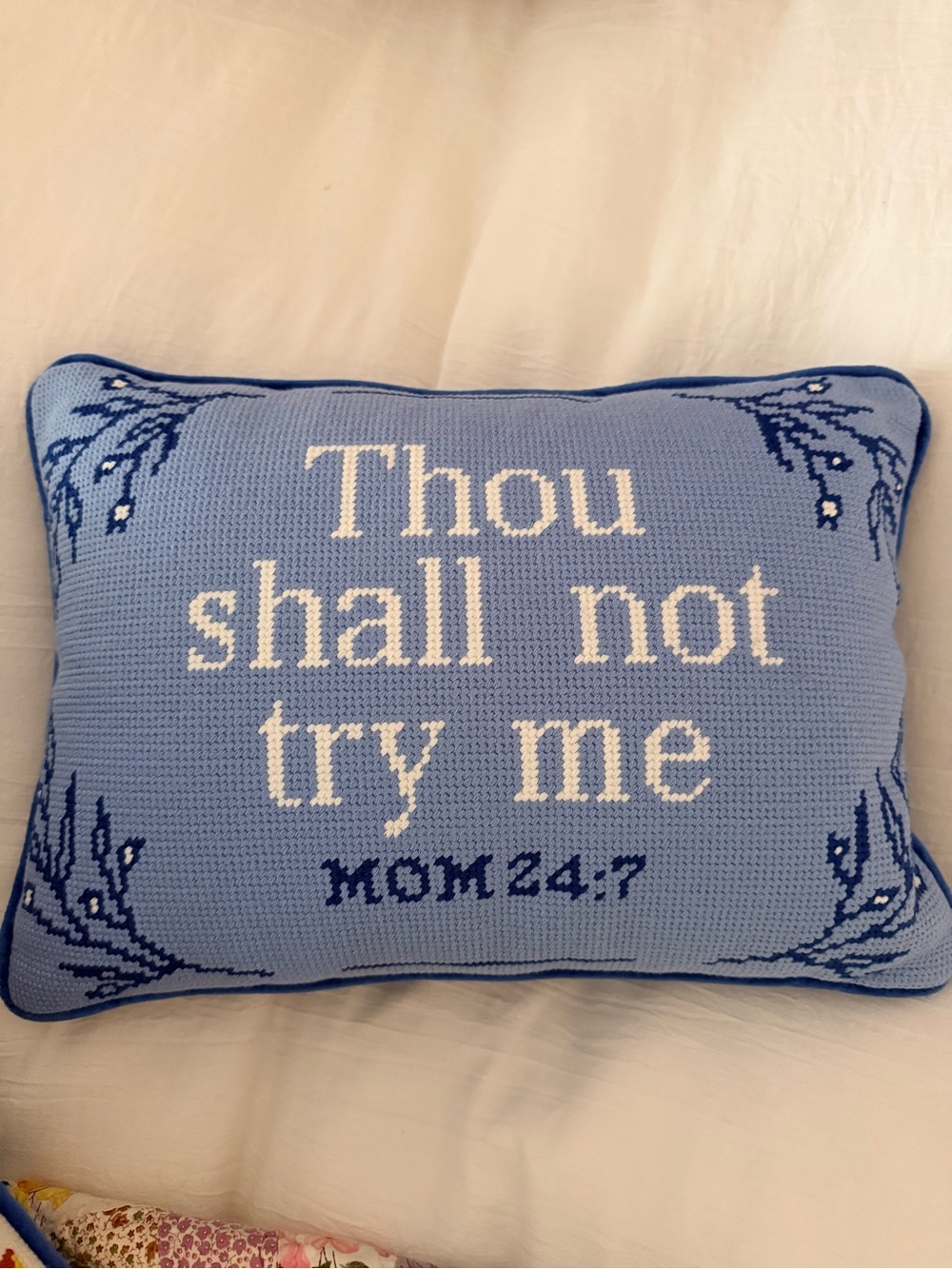 Light Blue 'Thou Shall Not Try Me' Accent Pillow
